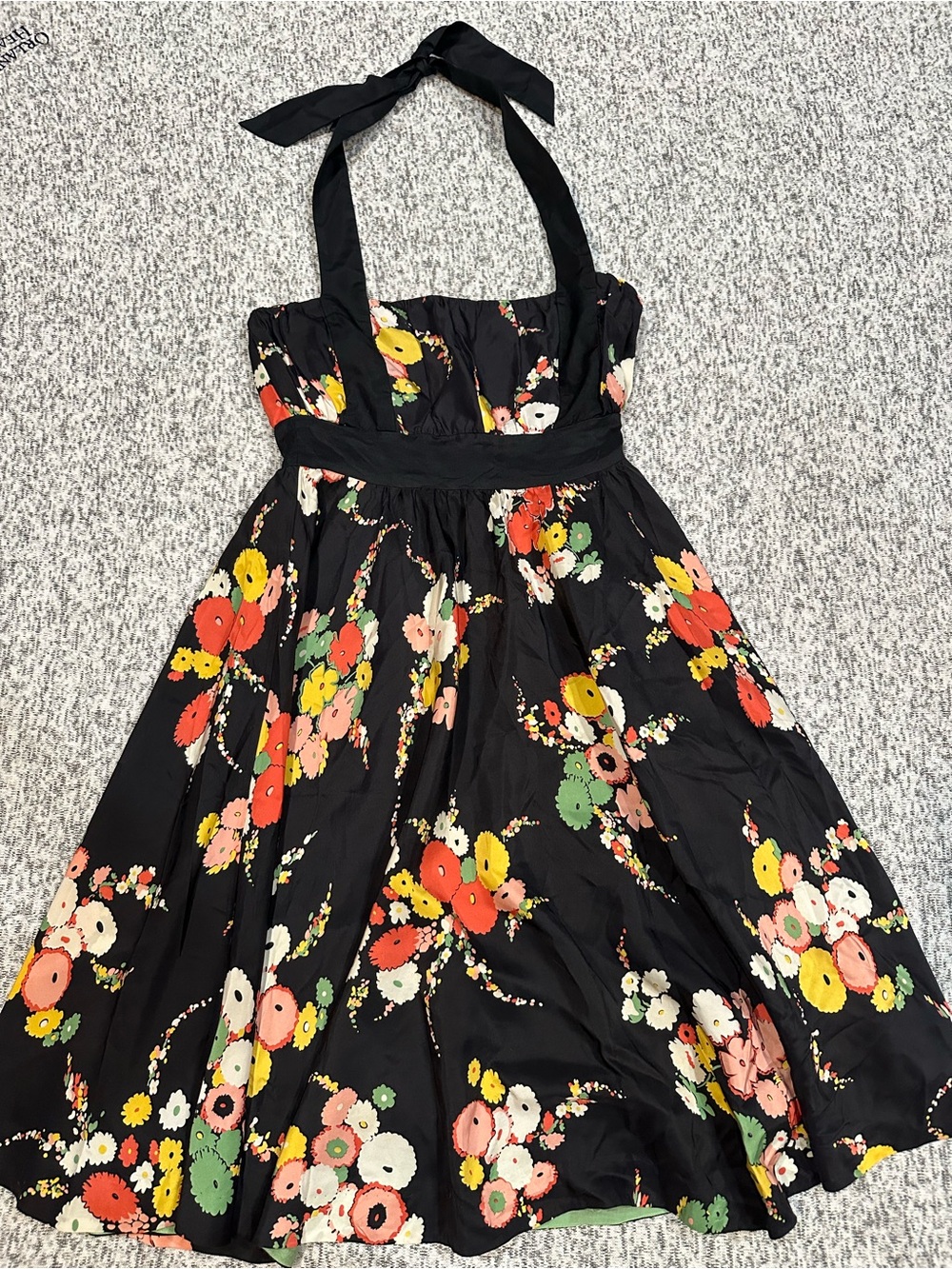Moulinette Soeurs Ladies Silk Black Floral Halter Dress Sz 0